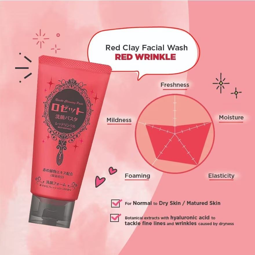 Rosette Facial Cleansing Pasta Red Wrinkle Facial Cleansing Foam